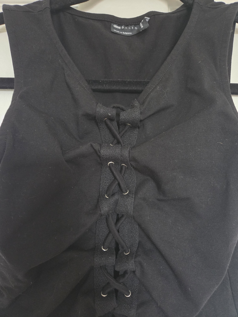 ASOS Black Lace-Up Crop Tank - Picture 2 of 3